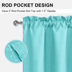 Dwcn Kitchen Valance For Windows, Aqua Valance Solid Short Topper, Bathroom/Basement Curtain Valance - 1 Panel, 52 X 18 Inch, Aq