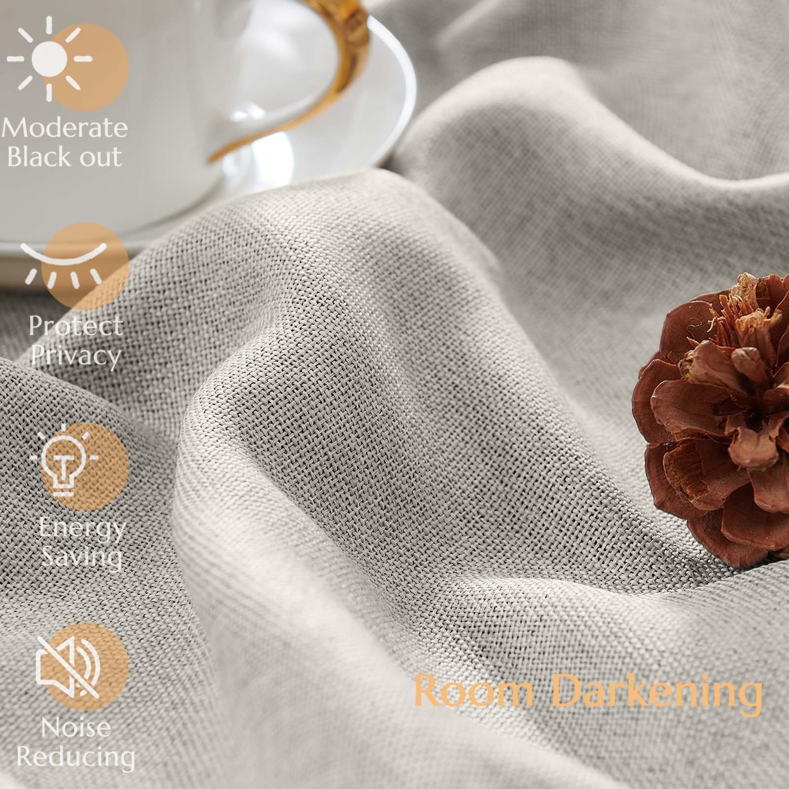 Jinchan 50% Blackout Curtain 90 Inch Length Stone White Curtain For Bedroom Living Room Curtain 1 Panel Texture Curtain Grommet Top Window Drape 72 Inches Wide By 90 Inches Long