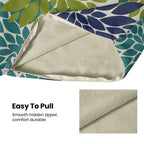 Cxmeifly Navy Blue Sage Green Teal Pillow Covers 18X18 Inch Set Of 2 Dahlia Floral Decor Throw Pillows Summer Modern Geometry Fl