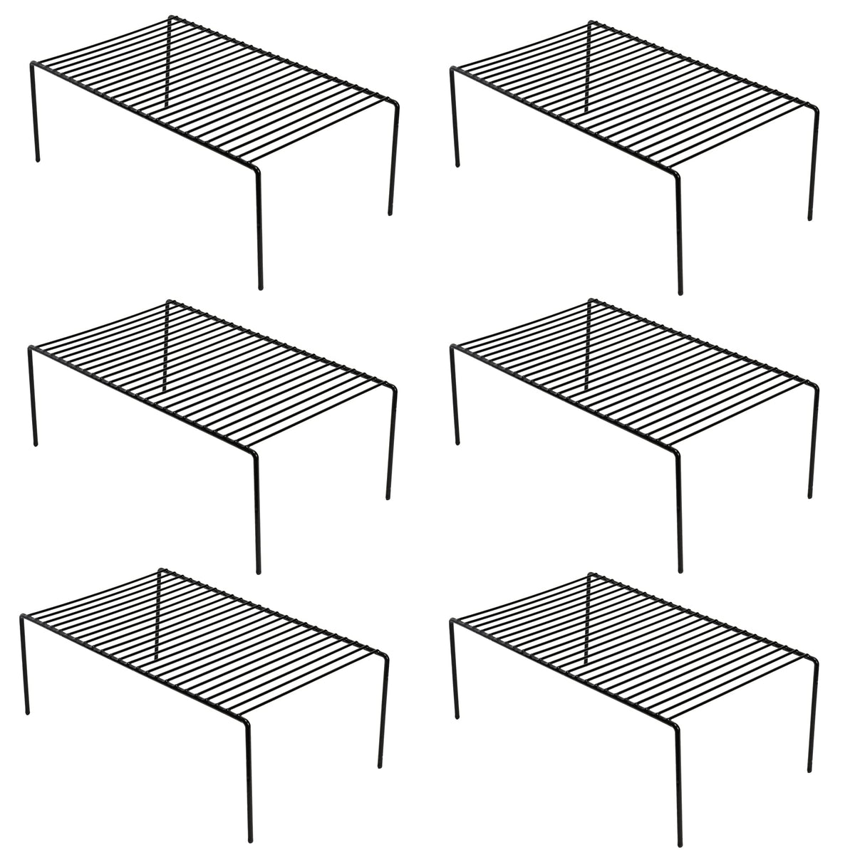 Redrubbit 6 Pack Large (15.7 x 9.4 Inch) Cabinet Storage Shelf Rack, Rustproof Kitchen Counter and Cabinet Shelf, Storage Rack O