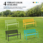 Vingli 50' Outdoor Bench Metal With Floral Back, Garden Bench Front Porch Bench For Yard Patio Entryway Park Outside, 800Lb Capacity - Green