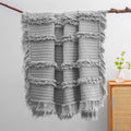 Ultra Soft Pre-Washed Quilted Boho Grey Twin Size Blankets For Bed, Ruffle Fringed Decorative Throw, Stone Washed Chic Rustic Bl