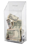 Rectangular Acrylic Donation Suggestion Collection Box Wall Mounted Or Retail Countertop Tip Box With Slant Top 9.75 X 5 Inches,