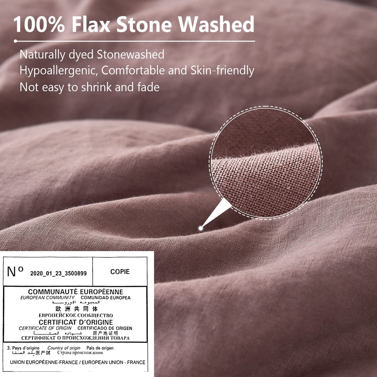 Simple&Opulence 100% Belgian Linen Pillow Shams -Set Of 2, King Size - Basic Style Breathable Pure Linen Suitable For Home - Soft And Durable With Envelope Closure (20''X 36'', Purple)