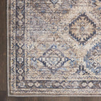 HomeRoots 533121 9 x 12 ft. Ivory & Tan Floral Power Loom Distressed Washable Rectangle Area Rug