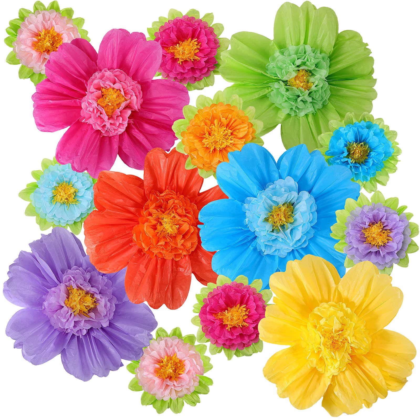 TaoBary Large Colorful Tissue Paper Flowers 20 Giant Fiesta Paper Flowers Pom Paper Flowers Mexican Carnival Party Wall Backdrop