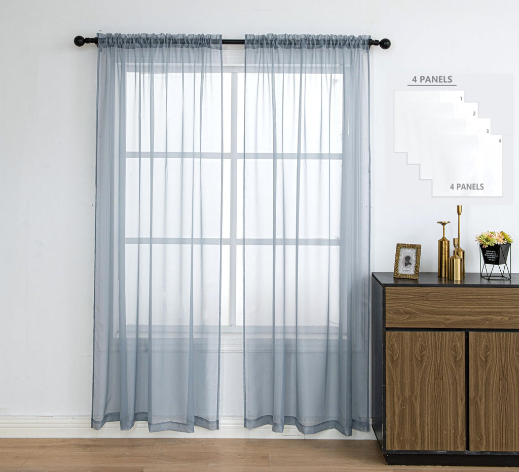 Pi Sheer Curtain 108 Inches Long,Light Window Drapery Soft Airy Voile With Rod Pocket For Living Room/Bedroom/Patio Door/Sliding Glass Door 2 Panels(W42Xl108,Blue Haze)