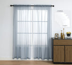 Pi Sheer Curtain 108 Inches Long,Light Window Drapery Soft Airy Voile With Rod Pocket For Living Room/Bedroom/Patio Door/Sliding Glass Door 2 Panels(W42Xl108,Blue Haze)