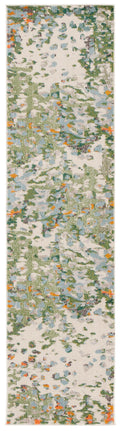 SAFAVIEH Monaco Collection Runner Rug - 22 x 8, Sage & Rust, Abstract Watercolor Design, Non-Shedding & Easy Care, Ideal for H