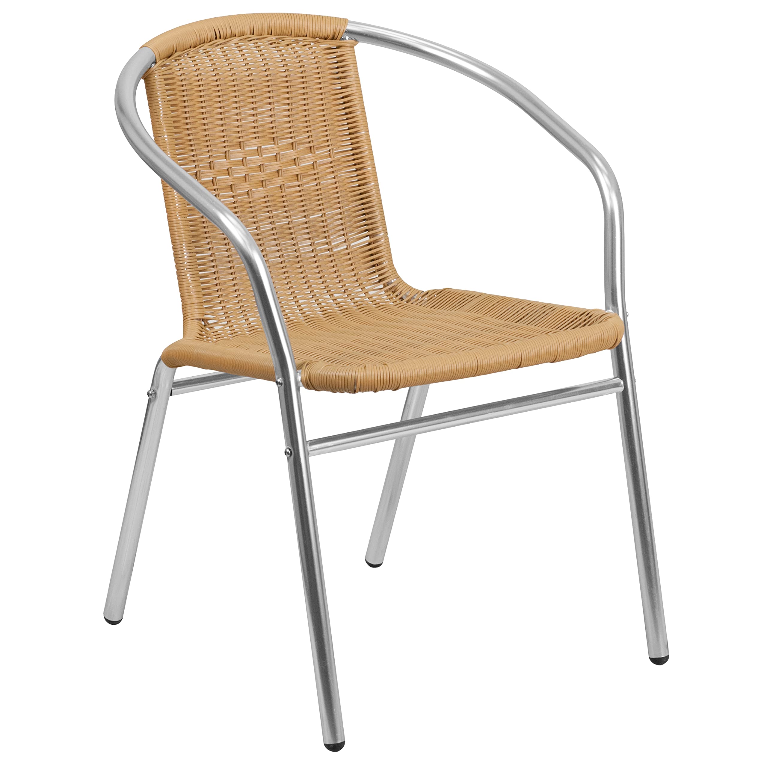 Flash Furniture Lila 31.5'' Square Aluminum Indoor-Outdoor Table Set With 2 Beige Rattan Chairs