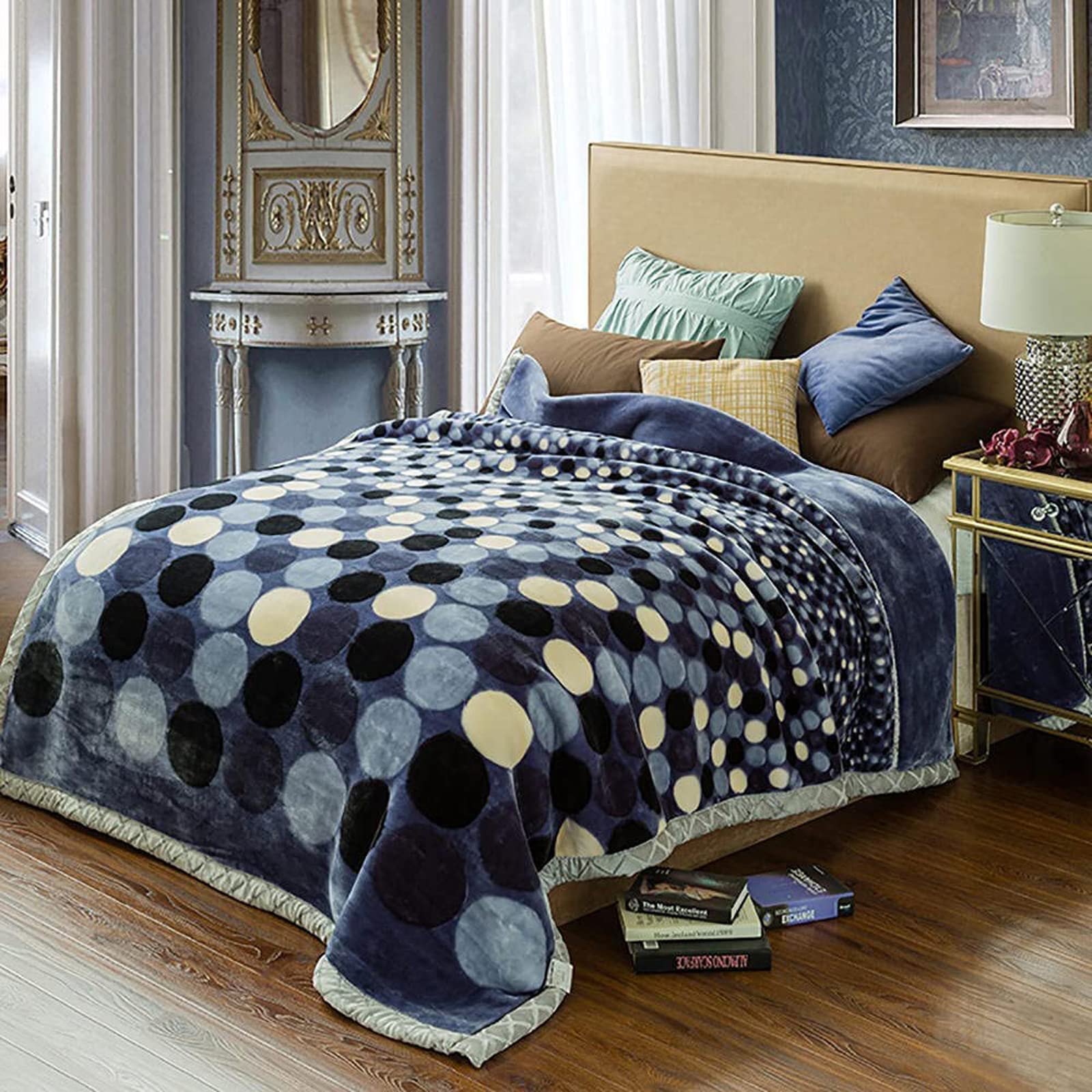 Lgykumeg Heavy Korean Mink Blanket 79'X91',Fleece Plush Blanket,Soft,Warm,2 Ply Thick Raschel Printed Blanket For Autumn,Winte