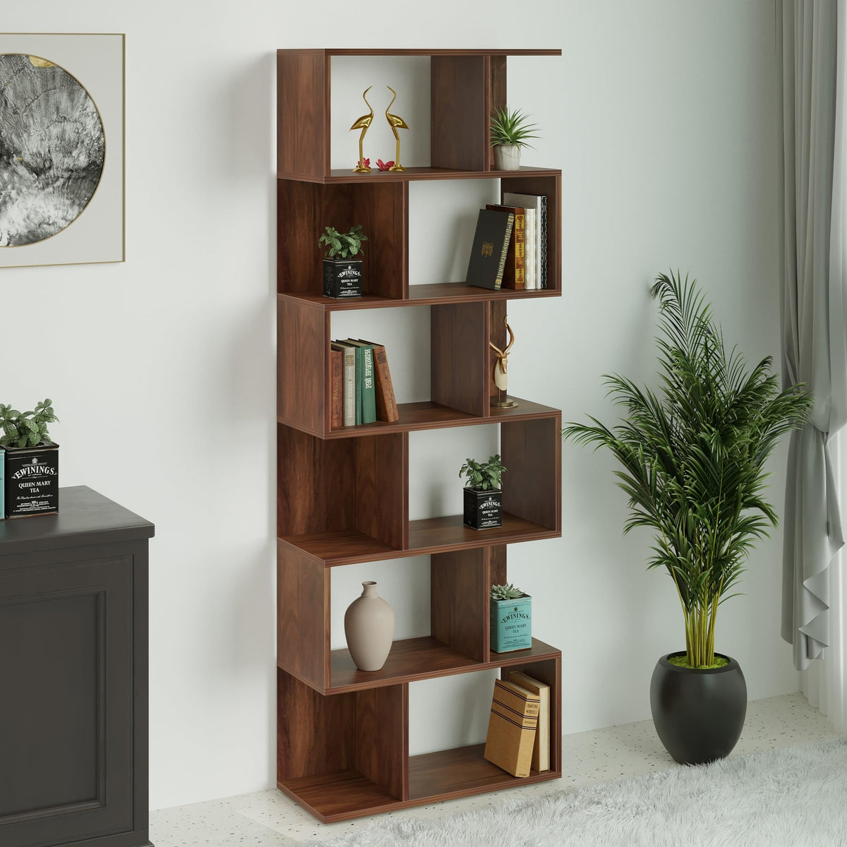 BLUEWUD Crosbon Engineered Wood Bookshelf Cabinet Book Rack Organizer with Shelves for Dcor Display Cabinet Floor Standing for H