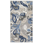 HomeRoots Grey/Blue 8’ Round Blue Gray Jacobean Floral Indoor Outdoor Area Rug