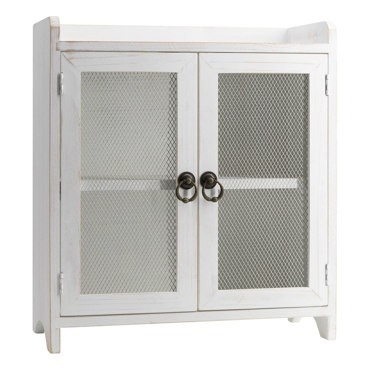 Collective Home - 2 Tiered Storage Cabinet, Countertop Cabinet, Wood Organizer For Kitchen Living Room Bedroom Bathroom Office With Magnetic Door, 15.75 X 14.5 X 6.5, White, 02