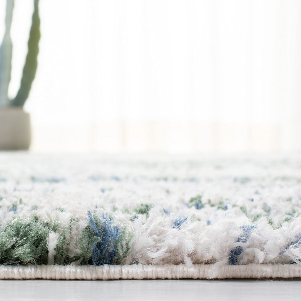 Safavieh Berber Shag Collection Runner Rug - 2' X 10', Green & Beige, Modern Abstract Design, Non-Shedding & Easy Care, 1.2-Inch