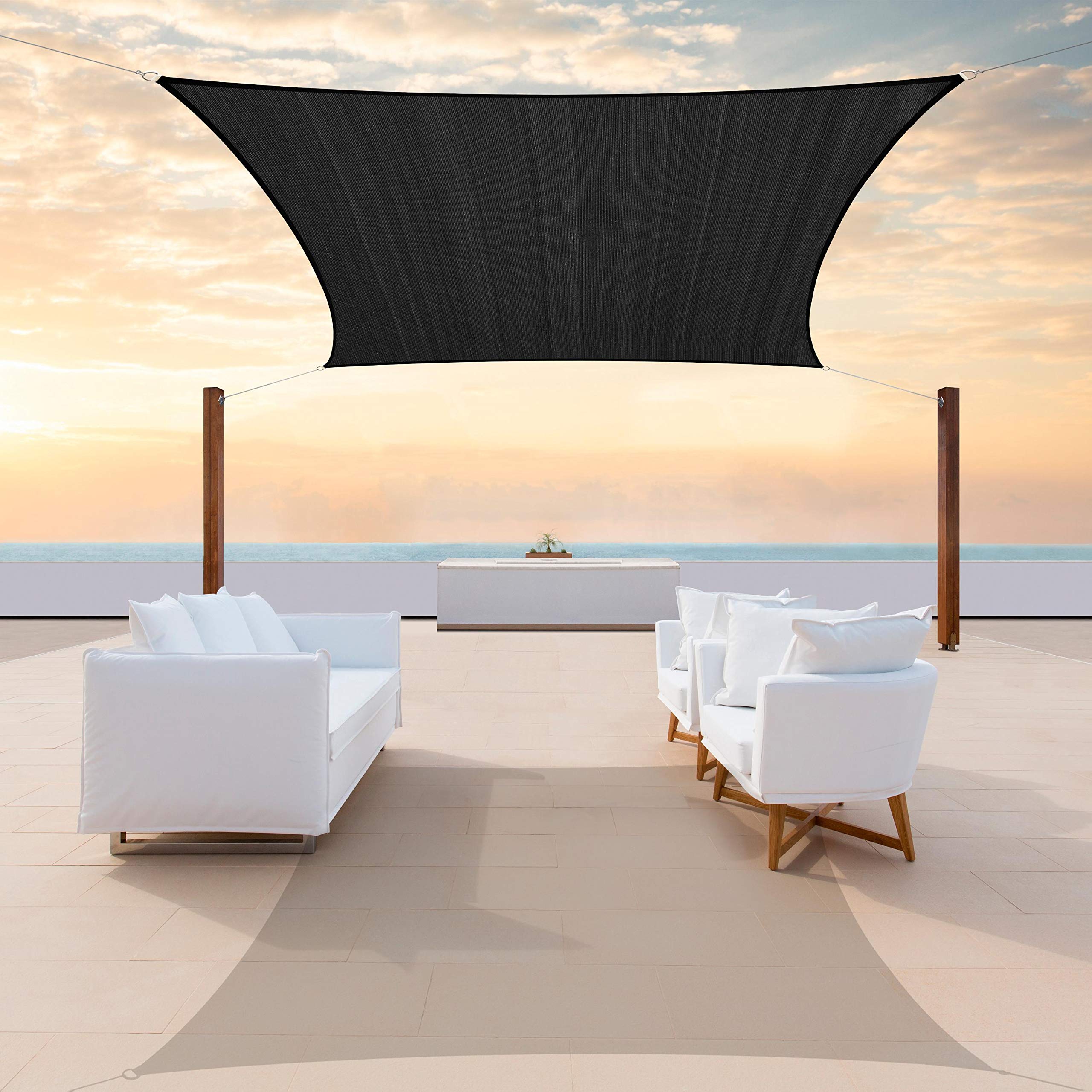 Colourtree Tapr0810 Custom Size 9' X 13' Black Sun Shade Sail Upf50 Canopy Uv Block Rectangle - Commercial Standard Heavy Duty -