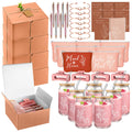 RimCereal 8 Sets/ 80 Pcs Bridesmaid Proposal Gifts Maid of Honor Gifts for Wedding, Include Glass Cup Makeup Bag Glitter Pen Car