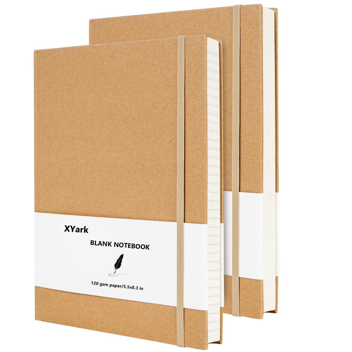Xyark Blank A5 Karft Notebook Journals Bulk, Plain Hardcover Subject Sketchbook Composition Notebooks Planner With Unlined Paper