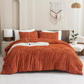 Andency Full Size Comforter Sets Burnt Orange, Boho Lightweight Full Bed Set, Terracotta Fluffy Bedding Set & Collections, 3 Pie