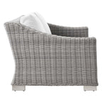 Modway Conway Outdoor Patio Wicker Rattan, Loveseat, Light Gray White