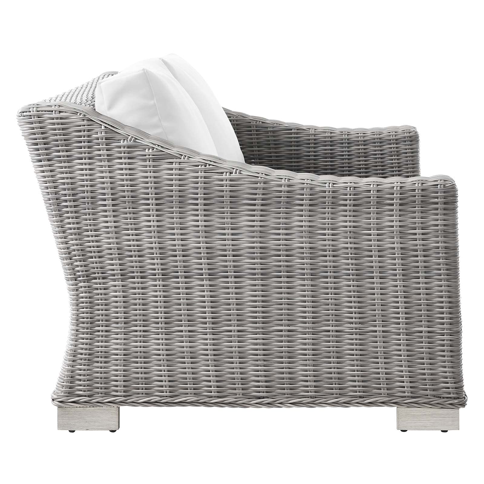Modway Conway Outdoor Patio Wicker Rattan, Loveseat, Light Gray White