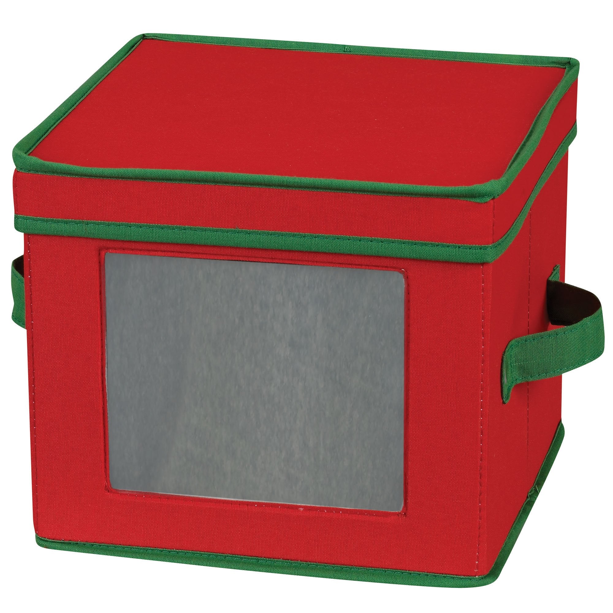 Household Essentials 534RED Holiday China Dinnerware Storage for Salad Plates or Bowls | Removable Lid | Red Canvas with Green T