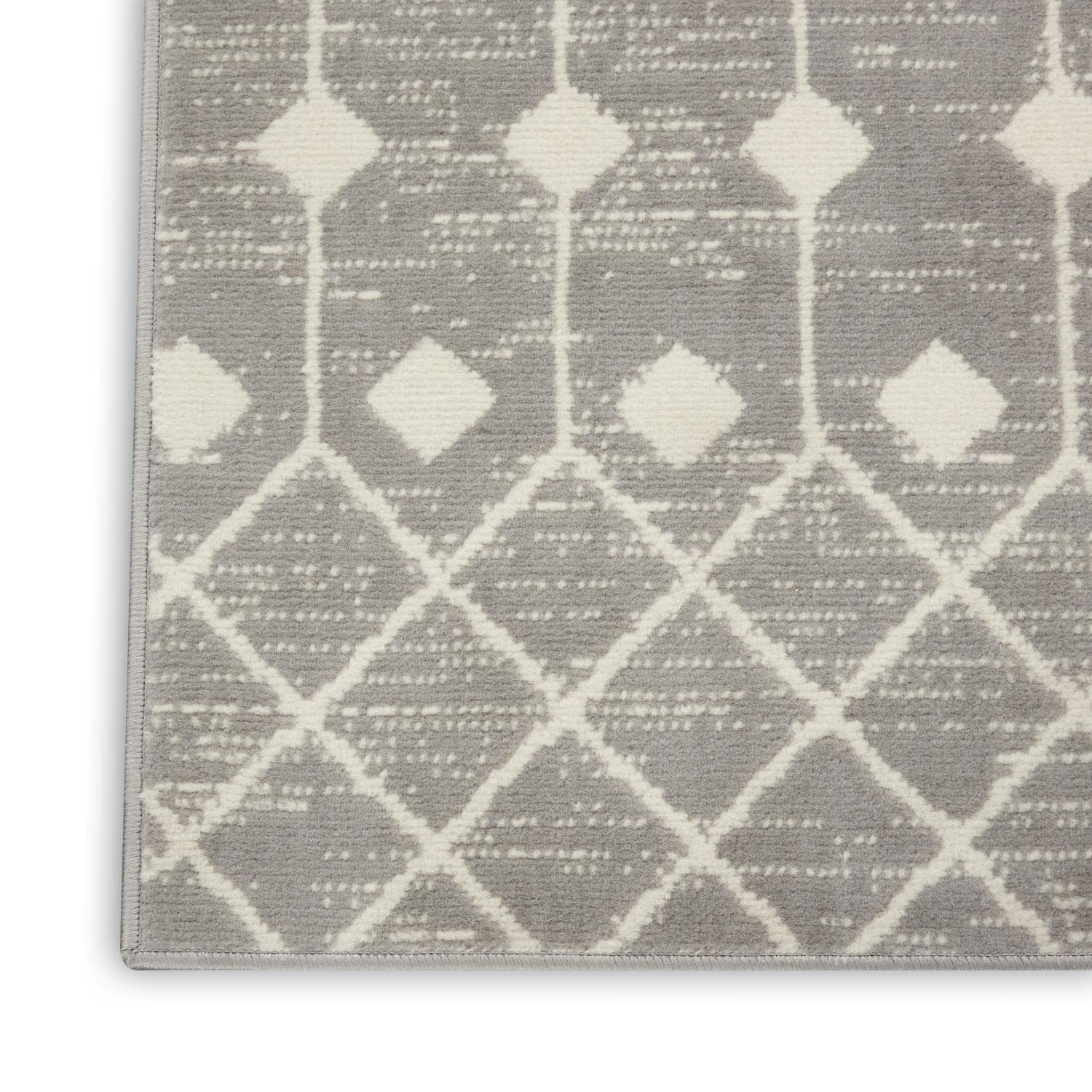 Nourison Grafix Moroccan Grey 2'3' X 12' Area Rug, Easy Cleaning, Non Shedding, Bed Room, Living Room, Dining Room, Kitchen (2X