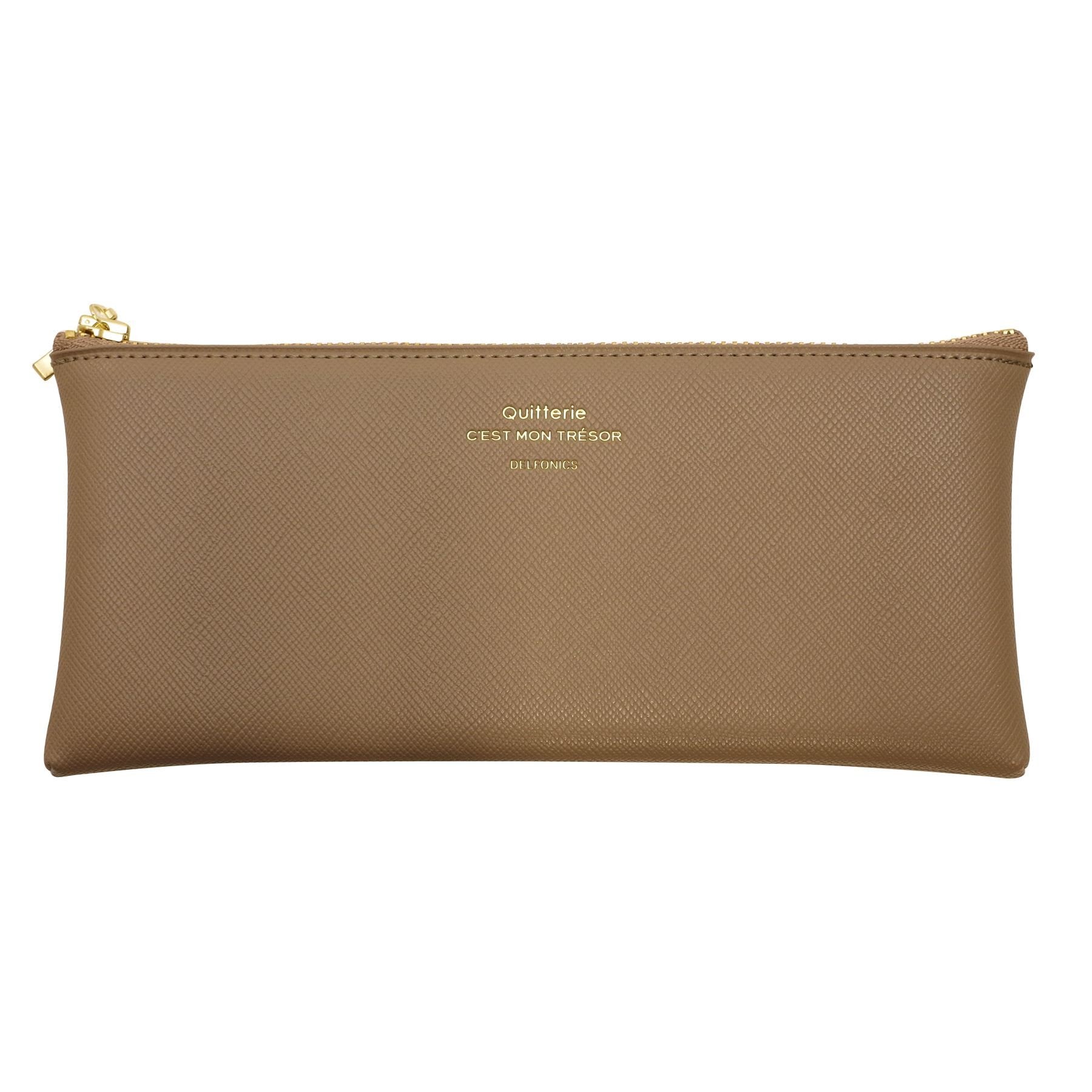 [Delfonics] 500343 Quitterie Flat Pencil Case Greige Pencil Holder Pen Case Pouch
