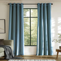 Lazzzy Blackout Velvet Curtains Blue Thermal Insulated Curtains 84 Inch Long Drapes For Bedroom Living Room Darkening Window Treatments Grommet Living Room Curtains Set Of 2 Panels Dark Slate