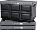 CleverMade Collapsible Storage Bin, Stone, 3PK - 62L (16 Gal) Stackable Storage Containers, Holds 100lbs Per Bin - Plastic Stora