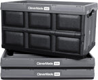 CleverMade Collapsible Storage Bin, Stone, 3PK - 62L (16 Gal) Stackable Storage Containers, Holds 100lbs Per Bin - Plastic Stora