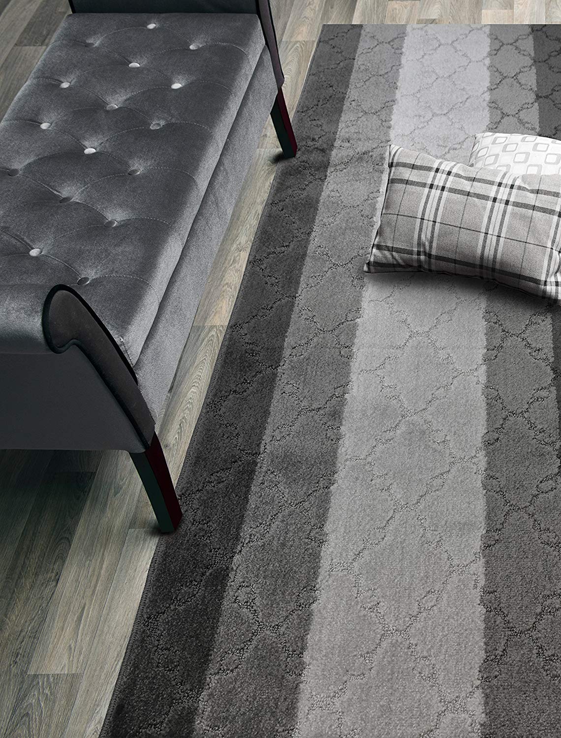 ORFA HOME Custom Size Hallway Runner Rug, Slip Resistant, 26 Inch Wide X Your Choice of Length, Trellis Anthracite, 26 Inch X 12