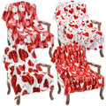 Oudain 4 Pcs Valentine Flannel Blanket Throw, Love Hearts Red Soft Fuzzy Plush Fleece Cozy Blankets for Couch Sofa Bed Lounging,