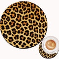 Cicplkse Mouse Pad And Coffee Coaster,Mousepad Non-Slip Rubber Gaming Mouse Pad Round Mouse Pads For Computers Laptop,Leopard Pr