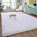 DweIke Super Soft Shaggy Rugs Fluffy Carpets, 5x8 ft, White Area Rug for Living Room Bedroom Girls Kids Room Nursery Home Decor,