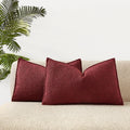 Juspurbet Burgundy Boucle Broadside Lumbar Throw Pillow Covers 12X20 Inch Set Of 2 For Couch Bedroom Sofa Living Room Decorative
