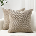 Topfinel 22X22 Inches Euro Pillow Shams Set Of 2 Soft Corduroy Decorative Throw Pillow Covers For Bedroom Living Room Boho Textu