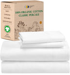 California Design Den 100% Organic Cotton Sheets for Queen Size Bed, Deep Pockets, Percale Sheets Queen, GOTS Certified, Soft Co