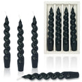 Halloween Candles Unscented Taper Candle - Black Candles Sticks 7.5 inch Handmade Spiral Twisted Candles 4 PCS for Home Decor, R