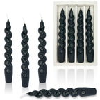 Halloween Candles Unscented Taper Candle - Black Candles Sticks 7.5 inch Handmade Spiral Twisted Candles 4 PCS for Home Decor, R