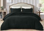 Chezmoi Collection Nora Black Comforter Set Oversized King Size 3-Piece Fluffy Soft Lightweight Bedding Ruffled Edge Trim Stone-
