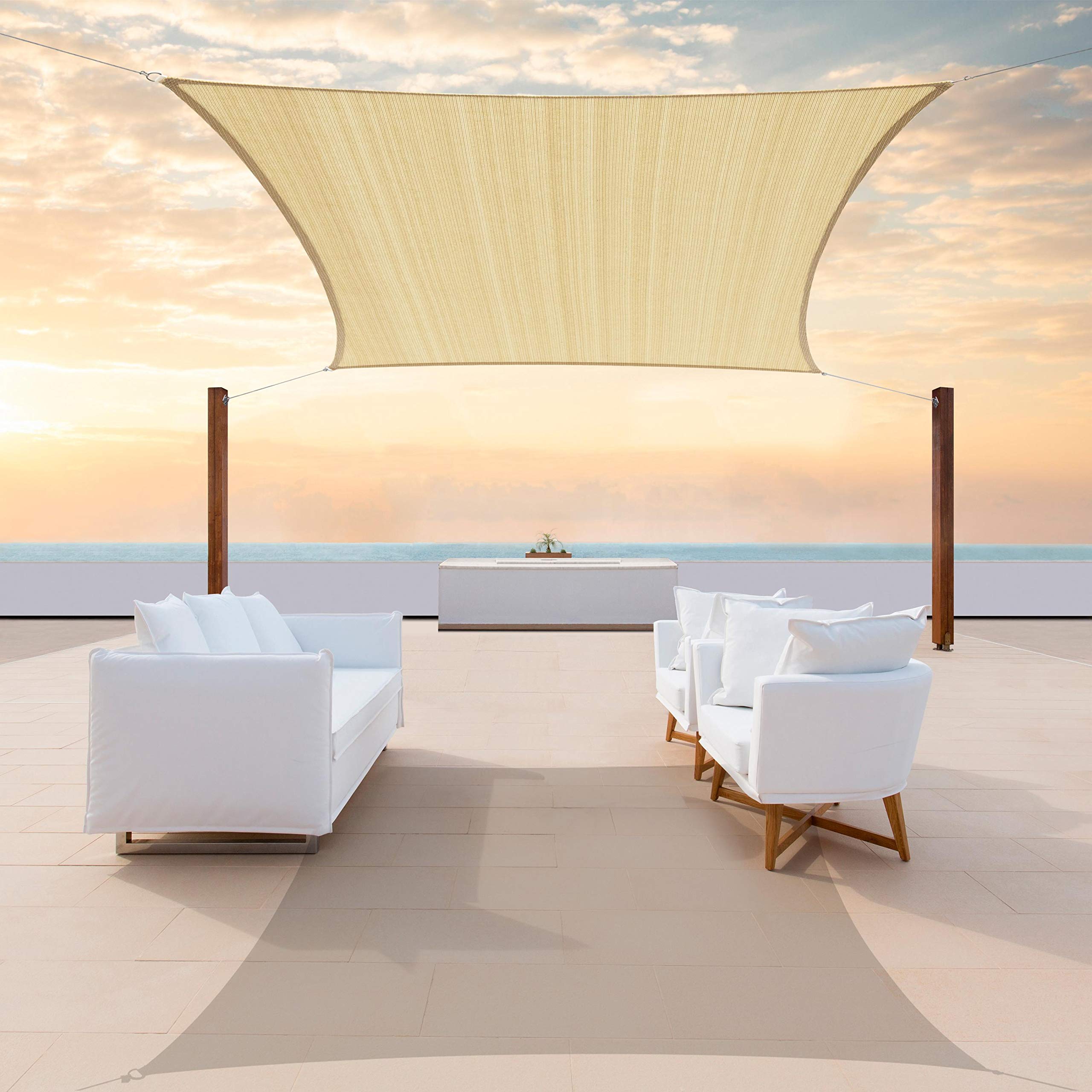 Colourtree Ctapr1418 Custom Size 7' X 10' Beige Sun Shade Sail Canopy Uv Block Upf50  Rectangle - Commercial Standard Heavy Duty