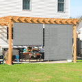 Coarbor Outdoor Roll Up Shades Blinds For Pergola Porch Balcony Deck Roller Shade Screen 5'W X 8'L Hollow Out Light Grey