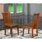 East West Furniture Portland Dining Linen Fabric Upholstered Wooden Chairs, Set of 2, Saddle Brown