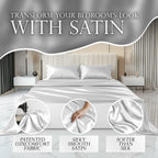 Decolure Satin Sheet Queen Set 6Pcs - Luxurious & Genuine Silk Feel Satin Sheets Queen - Elegant & All-Season Silky Soft Queen S