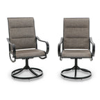 Phi Villa Outdoor Swivel Patio Dining Chairs Set Of 2, All Weather Patio Chair With Padded Textilene & Metal Frame For Outdoor Poolside Lawn Garden, Brown