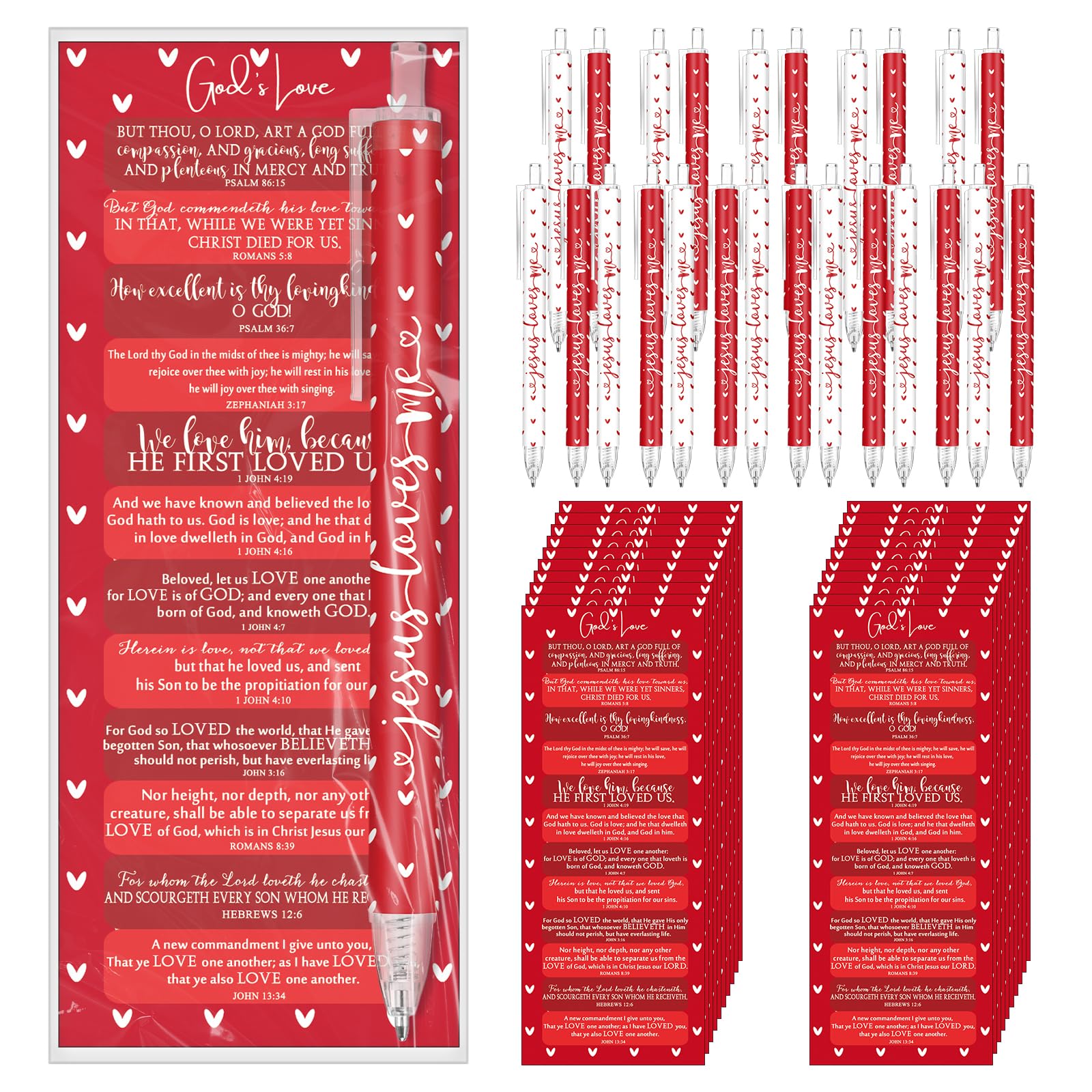 Sinload 200 Pcs Valentine'S Day Christian Gifts Bulk Religious Valentine'S Day Ballpoint Pens Jesus Loves Me Pens Inspiring Quot