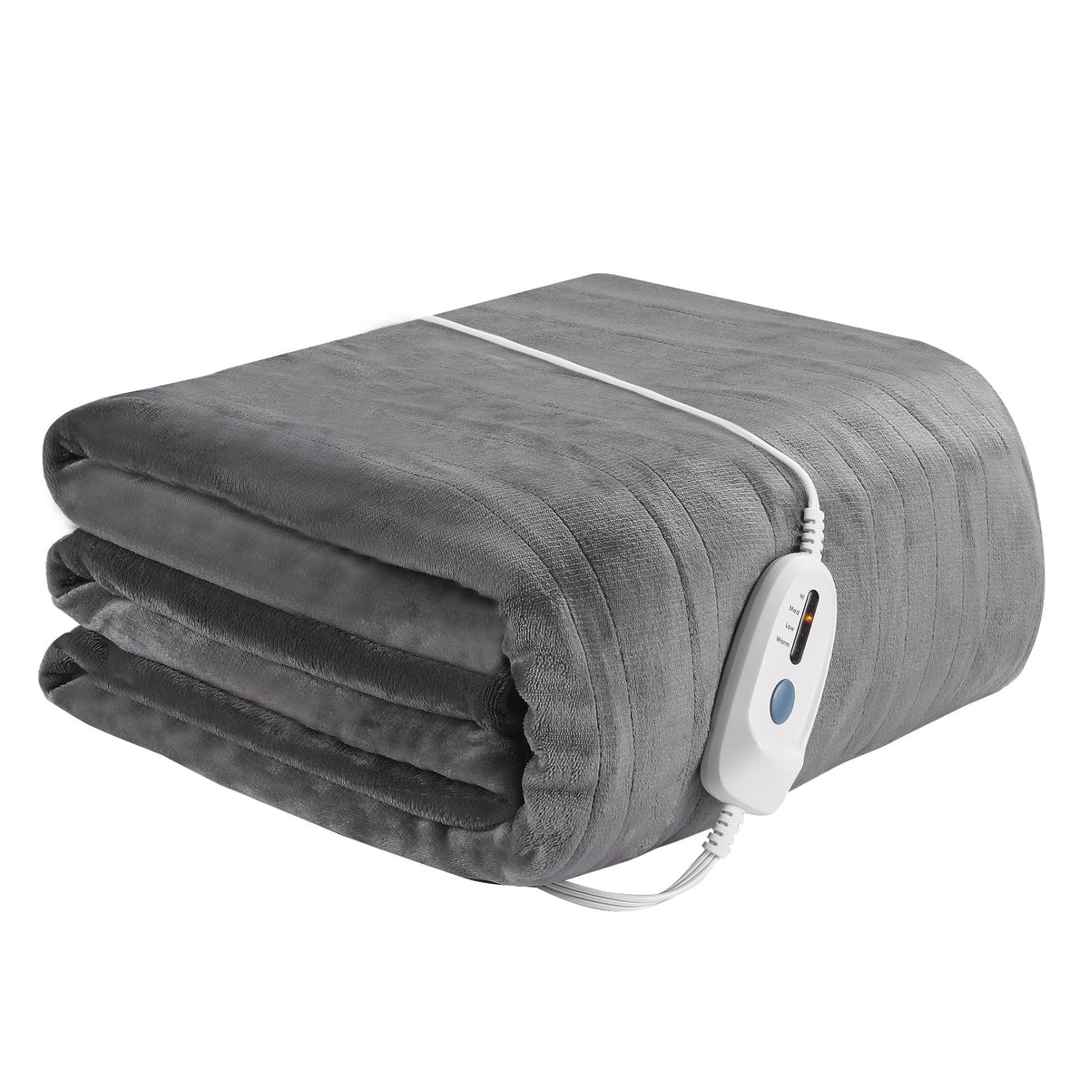 Electric Heated Blanket 72' X 84' Full Size Soft Flannel, 4 Heating Levels & 10 Hours Auto Off, Machine Washable - Light Grey