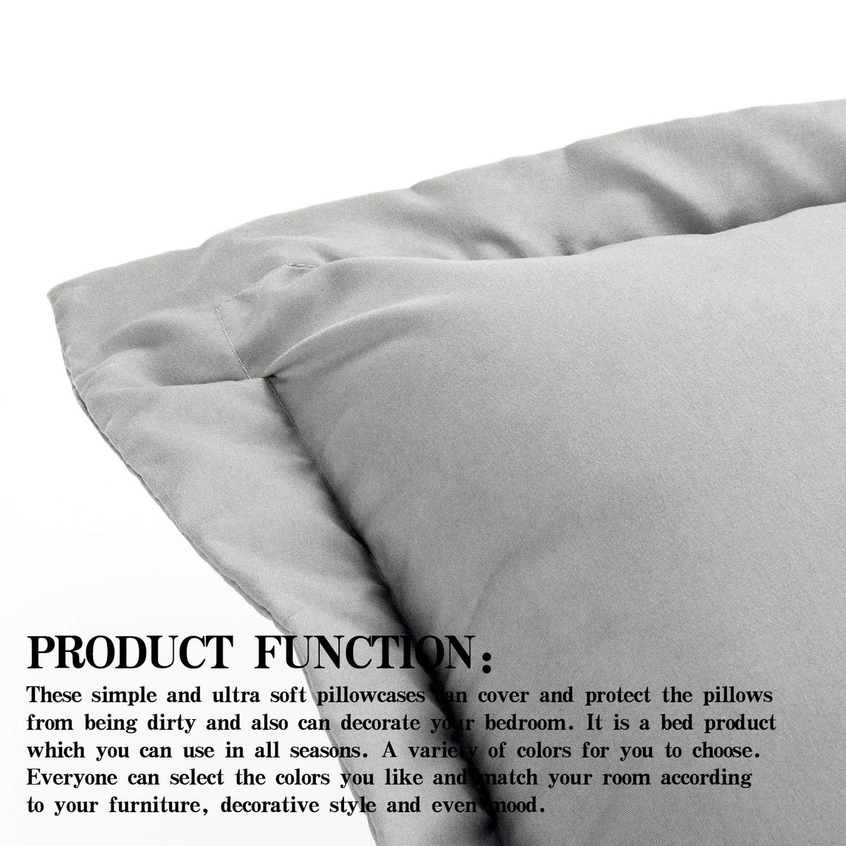 Ntbay 100% Brushed Microfiber Queen Pillow Shams Set Of 2, Super Soft And Cozy, Wrinkle, Fade, Stain Resistant 20X30 Inches Oxford Pillowcases, Smoky Grey
