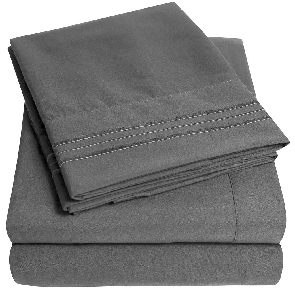 1500 Supreme Collection Twin Sheet Sets Gray - 3 Piece Bed Sheets And Pillowcase Set For Twin Mattress - Extra Soft, Elastic Cor